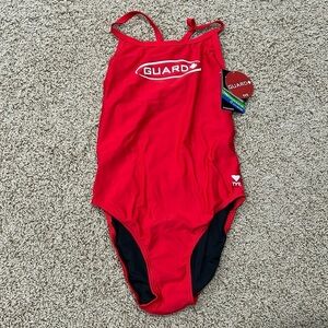 NWT TYR Life Guard Diamondfit Red One Piece Women Swim Size 38